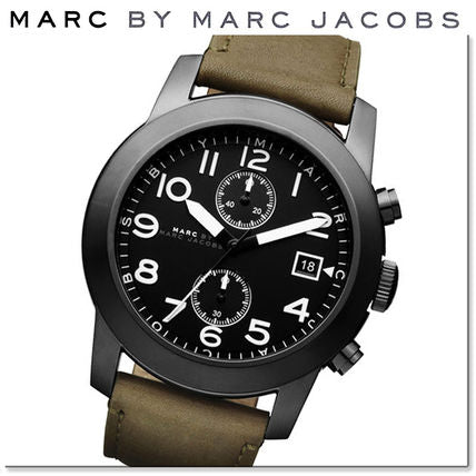 Shop Authentic Marc Jacobs Larry Chronograph Black Dial Grey Leather Strap Watch for Men - MBM5034 - Luxxuri