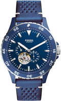 Shop Authentic Fossil Crewmaster Sports Automatic Blue Dial Blue Leather Strap Watch for Men - ME3149 - Luxxuri