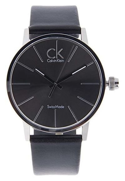Shop Authentic Calvin Klein Post Minimal Black Dial Black Leather Strap Watch for Men - K7621401 - Luxxuri