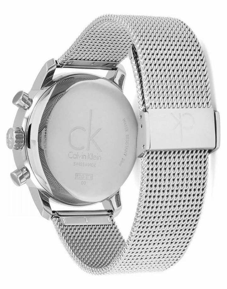 Shop Authentic Calvin Klein City Chronograph White Dial Silver Mesh Bracelet Watch for Men - K2G27126 - Luxxuri