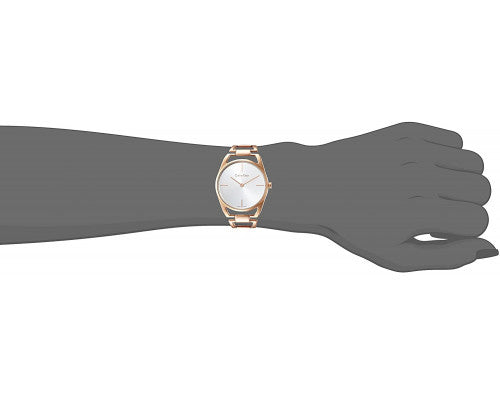 Shop Authentic Calvin Klein Dainty White Dial Rose Gold Steel Strap Watch for Women - K7L23646 - Luxxuri