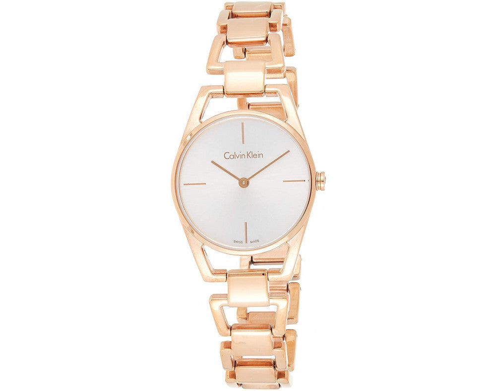 Shop Authentic Calvin Klein Dainty White Dial Rose Gold Steel Strap Watch for Women - K7L23646 - Luxxuri