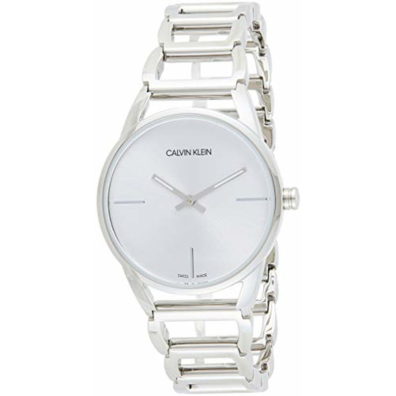 Shop Authentic Calvin Klein Stately White Dial Silver Steel Strap Watch for Women - K3G23126 - Luxxuri
