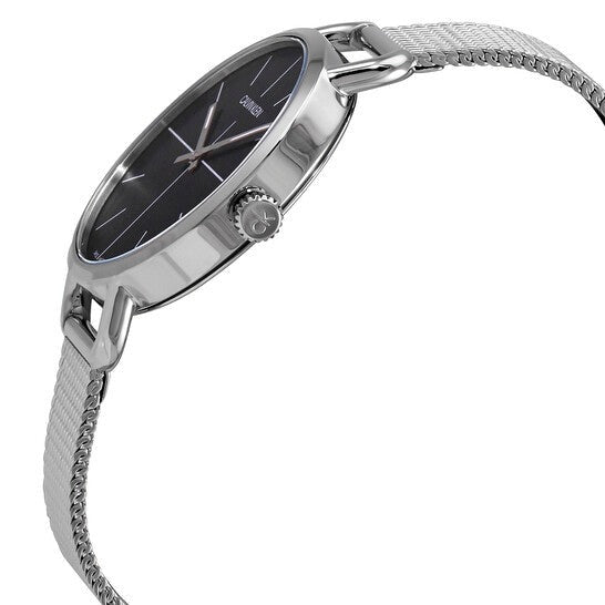 Shop Authentic Calvin Klein Even Black Dial Silver Mesh Bracelet Watch for Women - K7B23121 - Luxxuri
