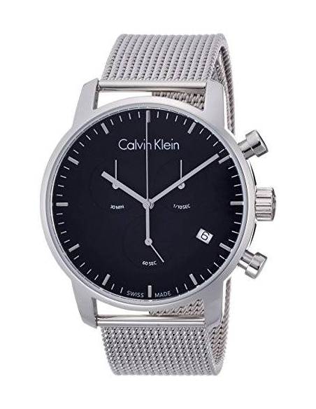 Shop Authentic Calvin Klein City Chronograph Black Dial Silver Mesh Bracelet Watch for Men - K2G27121 - Luxxuri