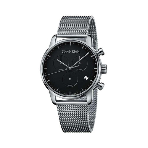 Shop Authentic Calvin Klein City Chronograph Black Dial Silver Mesh Bracelet Watch for Men - K2G27121 - Luxxuri