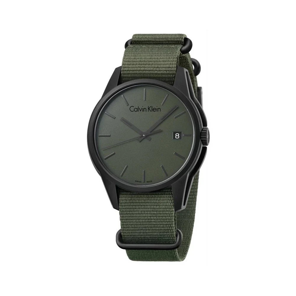 Shop Authentic Calvin Klein Tone Green Dial Green NATO Strap Watch for Men - K7K514WL - Luxxuri