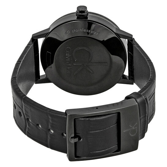 Shop Authentic Calvin Klein Post Minimal Black Dial Black Leather Strap Watch for Men - K7621401 - Luxxuri