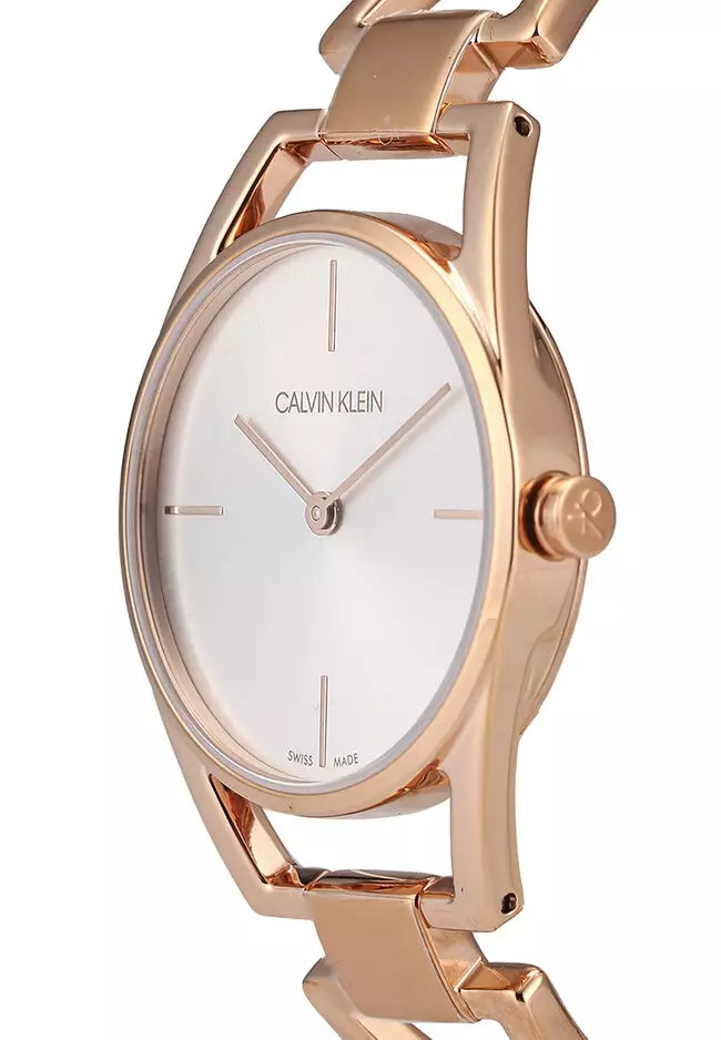 Shop Authentic Calvin Klein Dainty White Dial Rose Gold Steel Strap Watch for Women - K7L23646 - Luxxuri