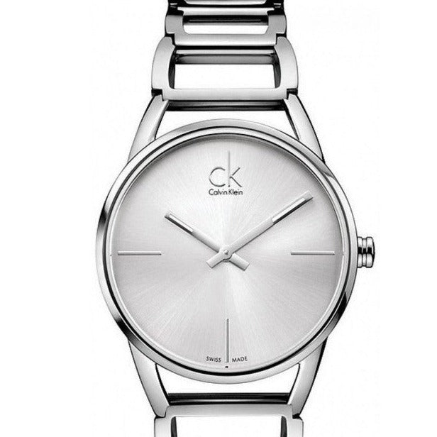Shop Authentic Calvin Klein Stately White Dial Silver Steel Strap Watch for Women - K3G23126 - Luxxuri