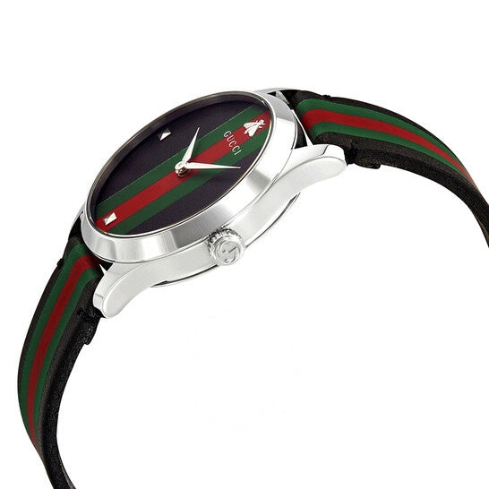 Shop Authentic Gucci G Timeless Quartz Black Dial Multicolored Black Leather Strap Watch For Men - YA1264079 - Luxxuri