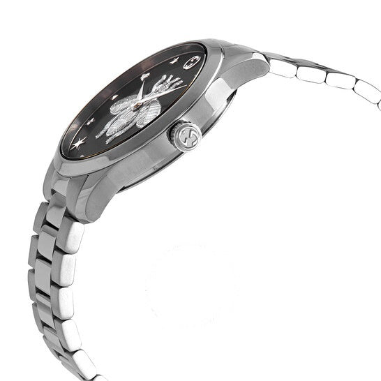 Shop Authentic Gucci G Timeless Quartz Black Dial Silver Steel Strap Watch For Women - YA1264136 - Luxxuri