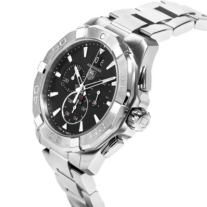 Shop Authentic Tag Heuer Aquaracer Chronograph Black Dial Silver Steel Strap Watch for Men - CAY1110.BA0927 - Luxxuri