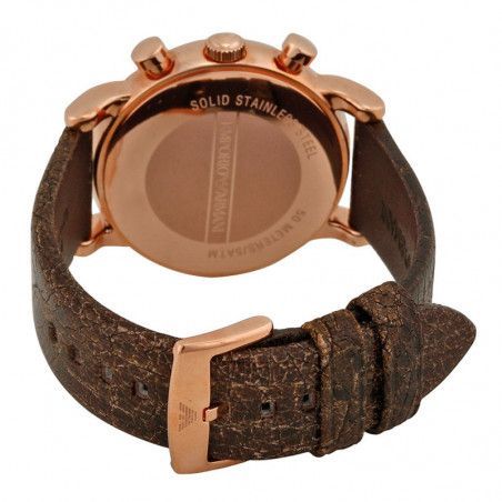 Shop Authentic Emporio Armani Classic Chronograph White Dial Brown Leather Strap Watch For Men - AR1809 - Luxxuri