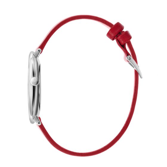 Shop Authentic Calvin Klein Rise Yellow Red Dial Red Leather Strap Watch for Women - K7A231UP - Luxxuri
