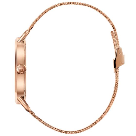 Shop Authentic Calvin Klein Even White Dial Rose Gold Mesh Bracelet Watch for Women - K7B21626 - Luxxuri