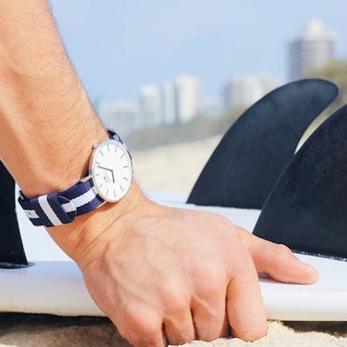 Shop Authentic Daniel Wellington Classic Glasgow White Dial Two Tone NATO Strap Unisex Watch - DW00100047 - Luxxuri