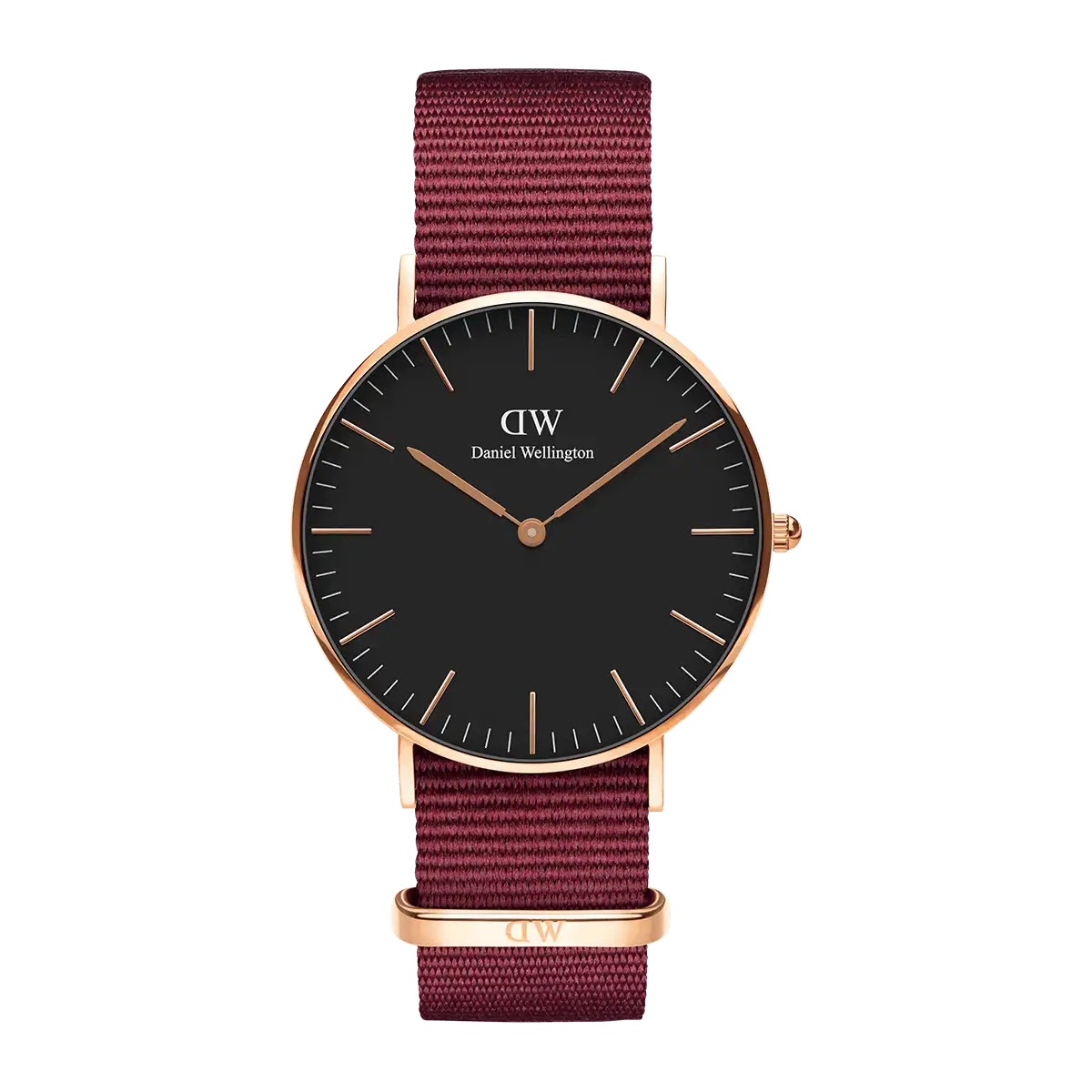Shop Authentic Daniel Wellington Classic Roselyn Black Dial Maroon Nylon Strap Watch For Women - DW00100273 - Luxxuri