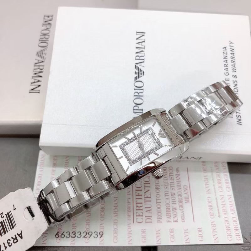 Emporio Armani Classic Diamonds Silver Dial Silver Steel Strap Watch For Women - AR3170