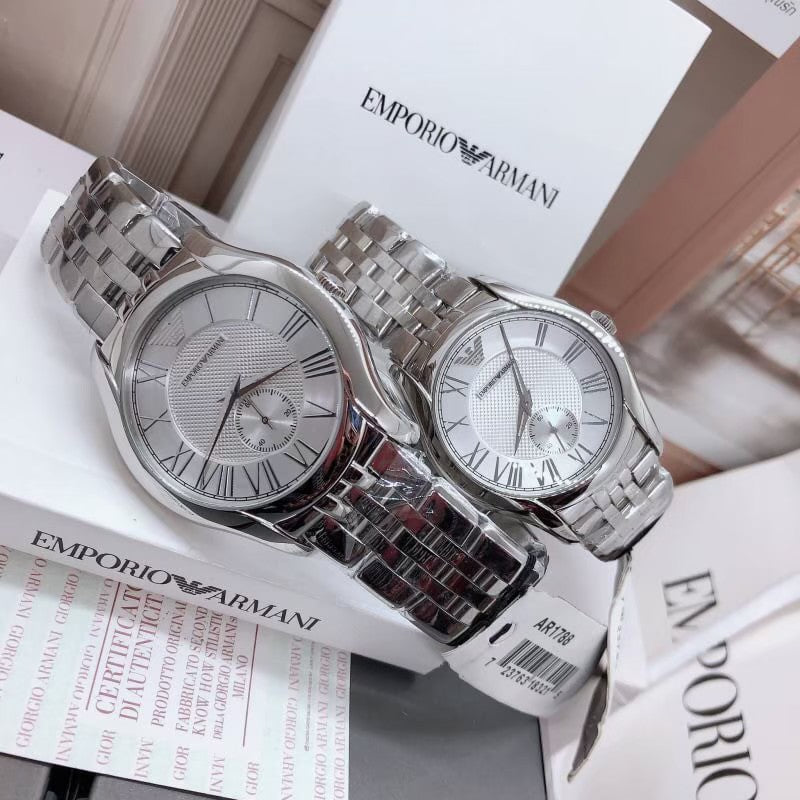 Shop Authentic Emporio Armani Classic Quartz Silver Dial Silver Steel Strap Watch For Men - AR1788 - Luxxuri