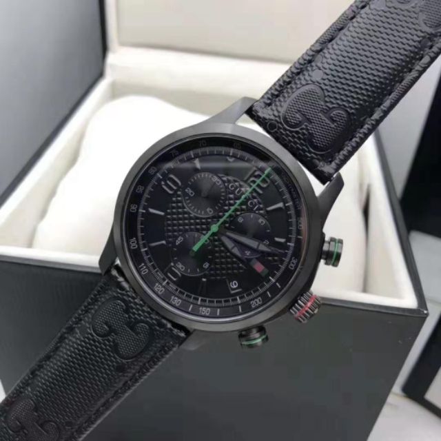Shop Authentic Gucci G Timeless Quartz Chronograph Black Dial Black Leather Strap Watch For Men - YA126244 - Luxxuri