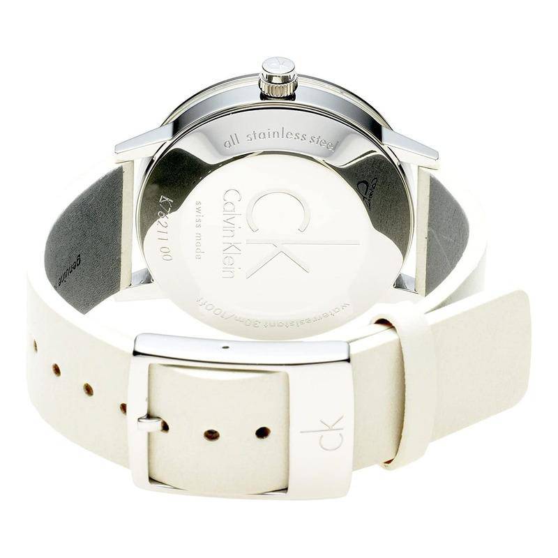 Shop Authentic Calvin Klein Post Minimal Silver Dial White Leather Strap Watch for Men - K7621126 - Luxxuri