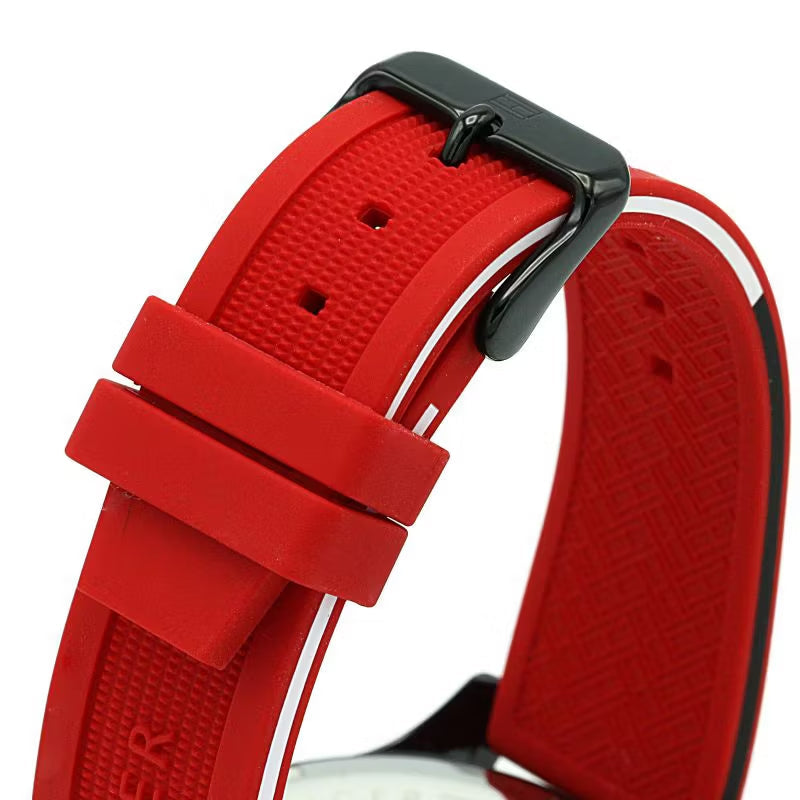 Tommy Hilfiger Multifunction Quartz Black Dial Red Rubber Strap Watch for Men - 1791722