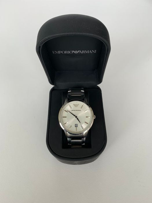 Shop Authentic Emporio Armani Classic Quartz White Dial Silver Steel Strap Watch For Men - AR2430 - Luxxuri