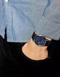 Shop Authentic Emporio Armani Classic Quartz Blue Dial Black Leather Strap Watch For Men - AR1731 - Luxxuri