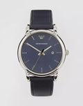 Shop Authentic Emporio Armani Classic Quartz Blue Dial Black Leather Strap Watch For Men - AR1731 - Luxxuri