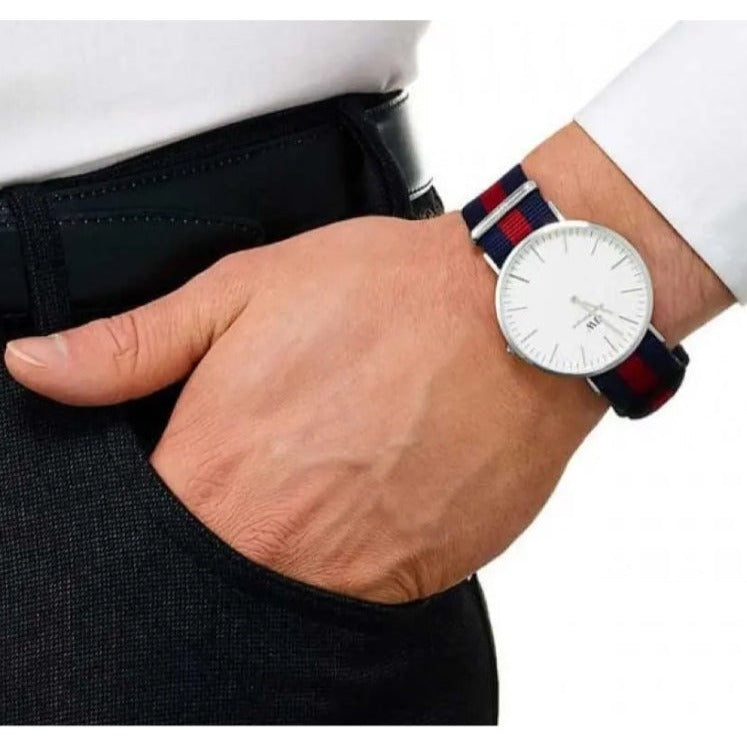 Shop Authentic Daniel Wellington Classic Oxford White Dial Two Tone Nylon Strap Watch For Men - DW00100015 - Luxxuri