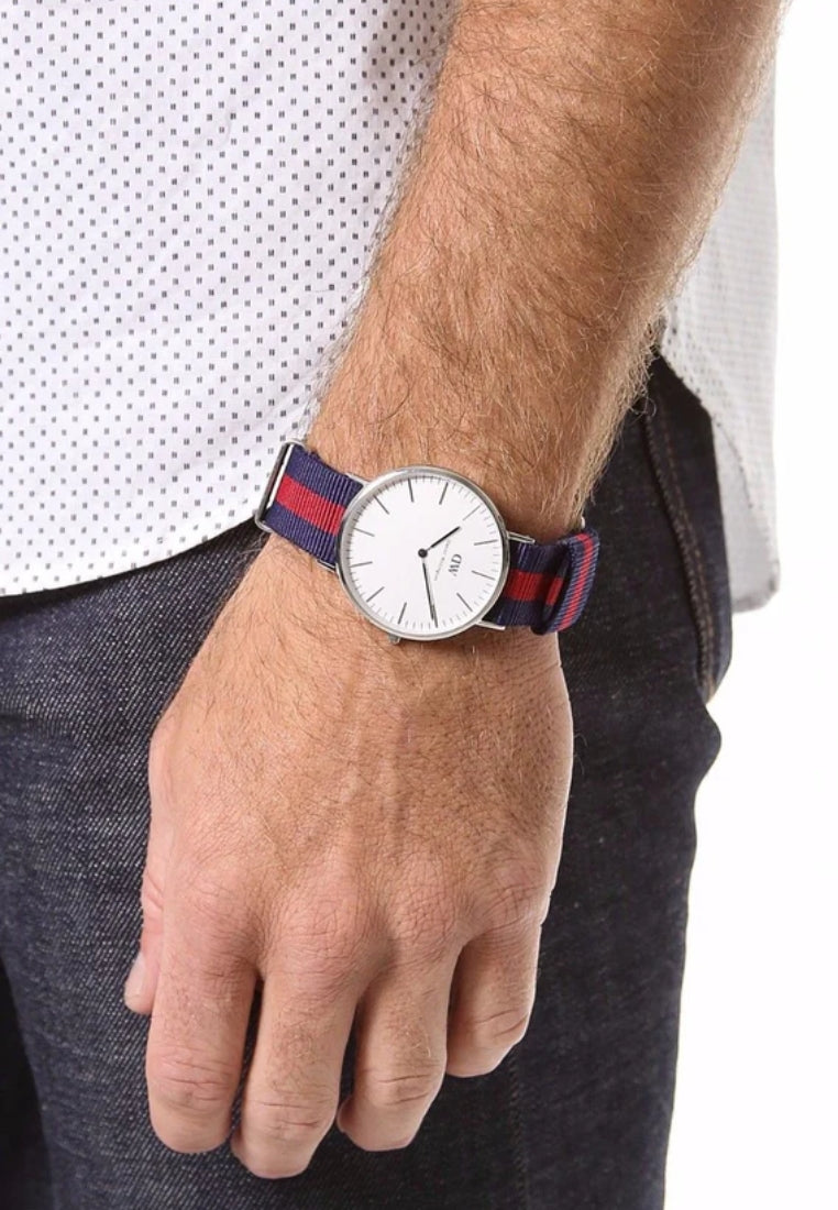 Shop Authentic Daniel Wellington Classic Oxford White Dial Two Tone Nylon Strap Watch For Men - DW00100015 - Luxxuri