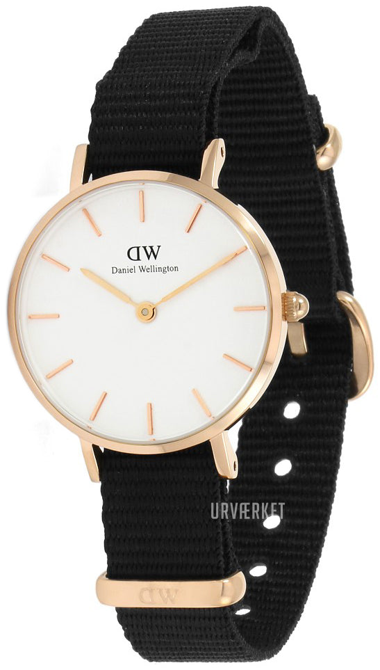 Shop Authentic Daniel Wellington Classic Petite Cornwall White Dial Black NATO Strap Watch For Women - DW00100251 - Luxxuri