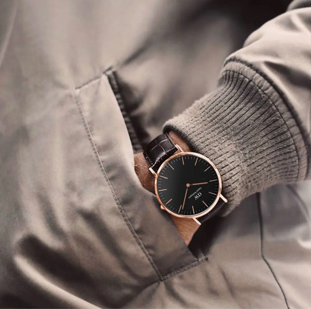 Shop Authentic Daniel Wellington Classic York Black Dial Brown Leather Strap Watch For Women - DW00100140 - Luxxuri