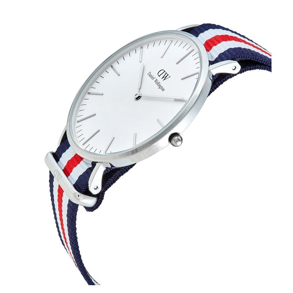 Shop Authentic Daniel Wellington Classic Canterbury White Dial Two Tone Nylon Strap Watch For Men - DW00100016 - Luxxuri
