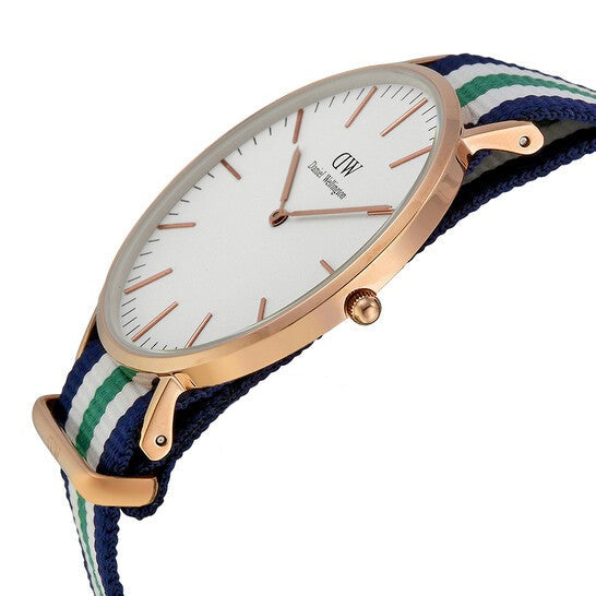 Shop Authentic Daniel Wellington Classic Nottingham White Dial Two Tone NATO Strap Watch For Men - 0108DW - Luxxuri