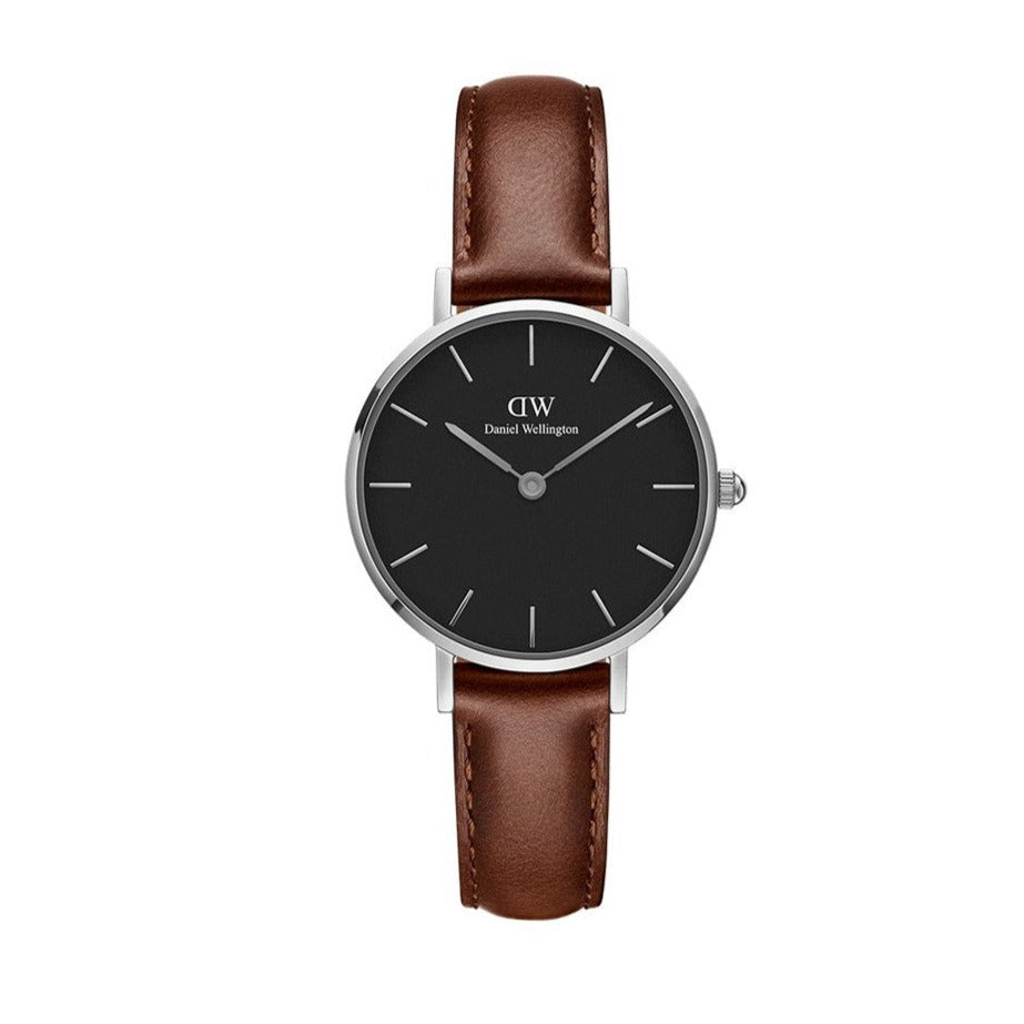 Shop Authentic Daniel Wellington Classic Petite St Mawes Black Dial Brown Leather Strap Watch For Women - DW00100237 - Luxxuri