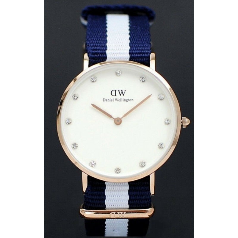 Shop Authentic Daniel Wellington Classy Glasgow White Dial Two Tone Nylon Strap Watch For Women - DW00100078 - Luxxuri