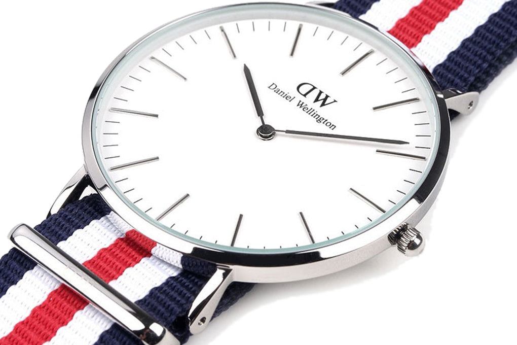Shop Authentic Daniel Wellington Classic Canterbury White Dial Two Tone Nylon Strap Watch For Men - DW00100016 - Luxxuri