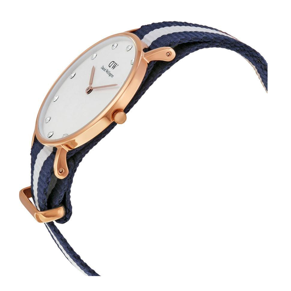 Shop Authentic Daniel Wellington Classy Glasgow White Dial Two Tone Nylon Strap Watch For Women - DW00100078 - Luxxuri