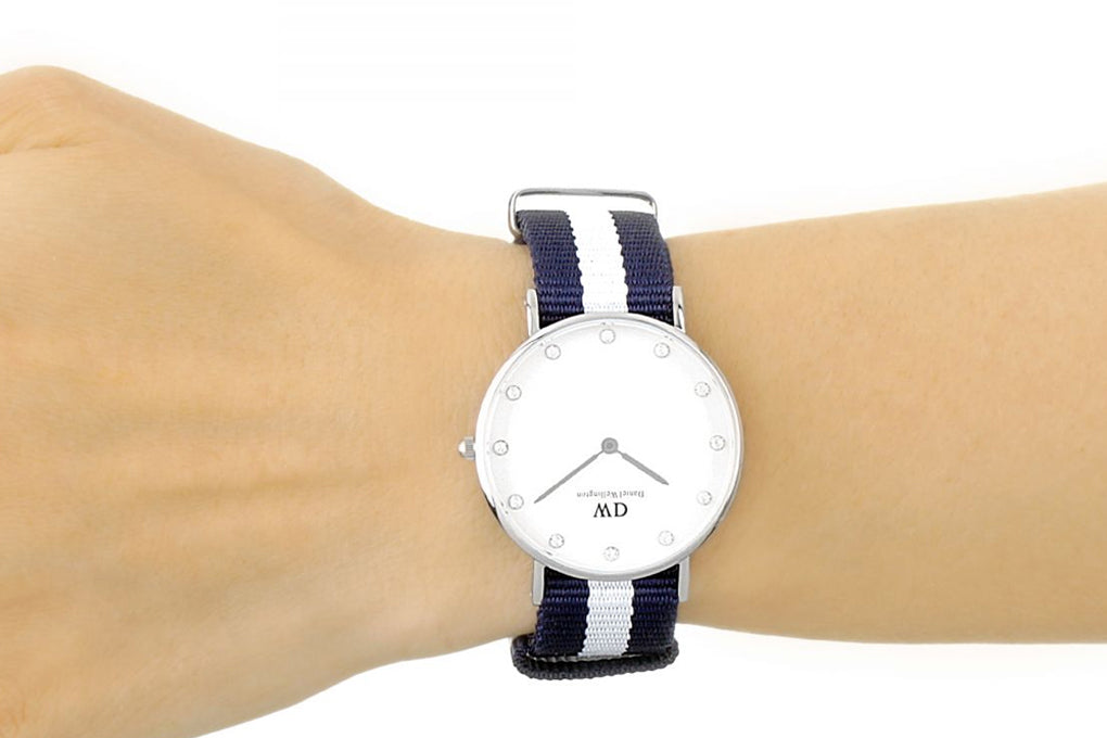 Shop Authentic Daniel Wellington Classy Glasgow White Dial Two Tone Nylon Strap Watch For Women - DW00100082 - Luxxuri