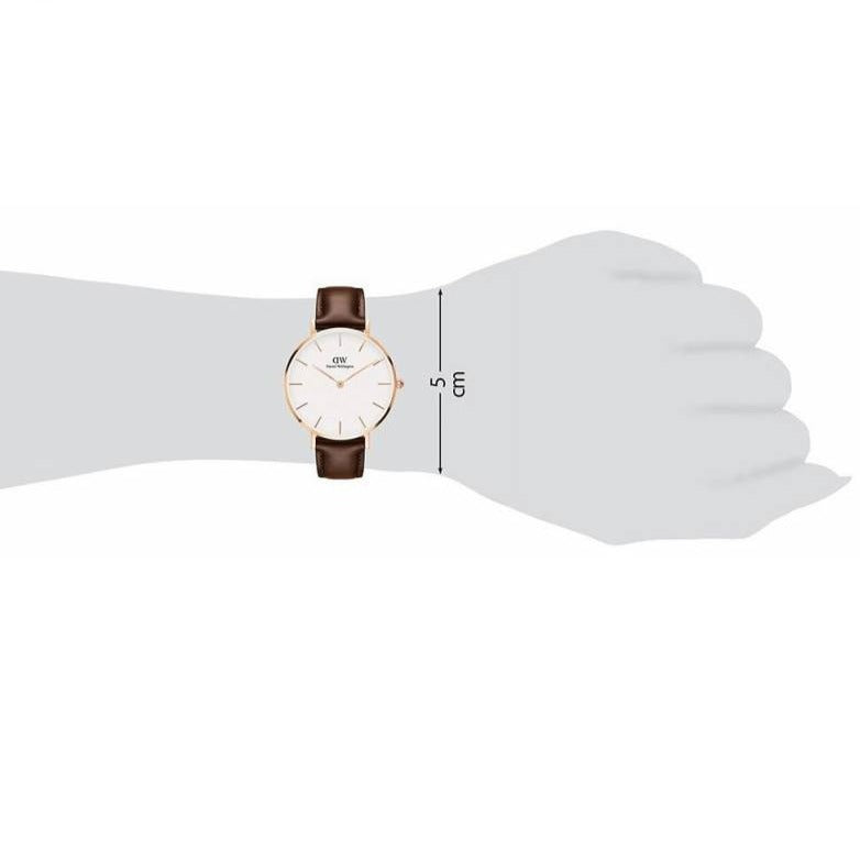 Shop Authentic Daniel Wellington Classic Petite Bristol White Dial Brown Leather Strap Watch For Women - DW00100171 - Luxxuri
