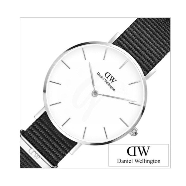 Shop Authentic Daniel Wellington Classic Petite Cornwall White Dial Black Nylon Strap Watch For Women - DW00100252 - Luxxuri