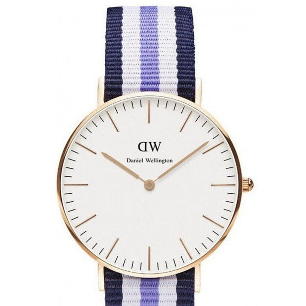 Shop Authentic Daniel Wellington Classic Trinity White Dial Three Tone Nylon Strap Watch For Women - 0509DW - Luxxuri