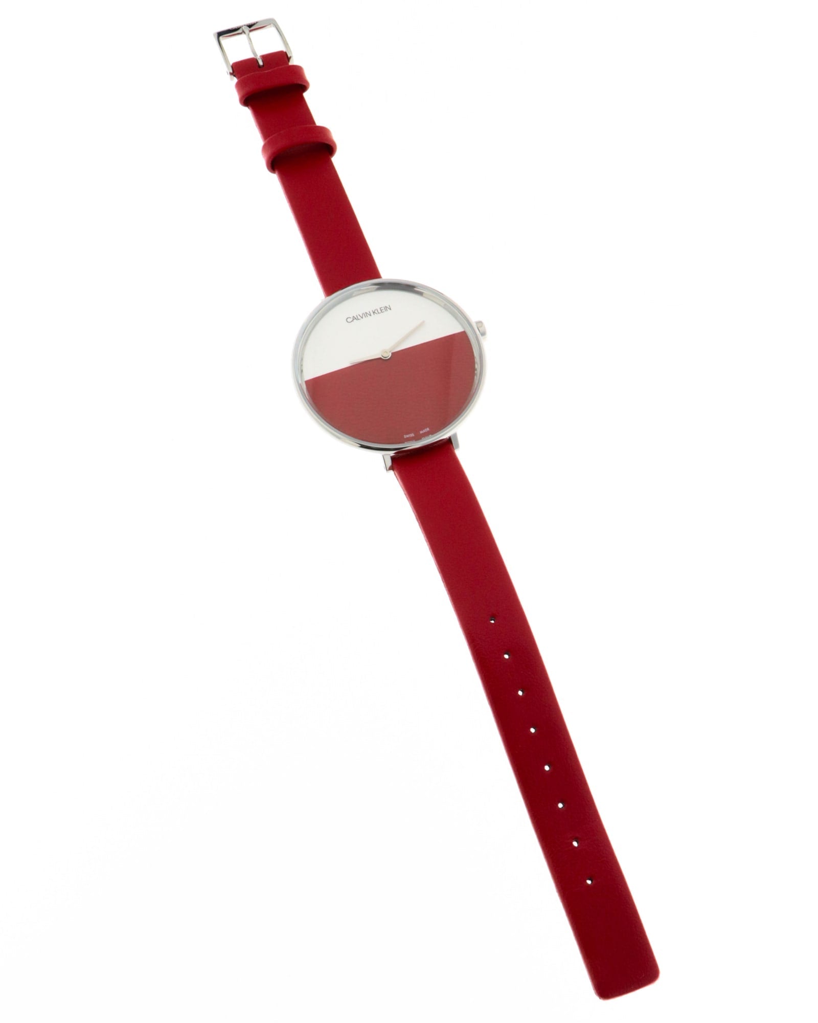 Shop Authentic Calvin Klein Rise Yellow Red Dial Red Leather Strap Watch for Women - K7A231UP - Luxxuri