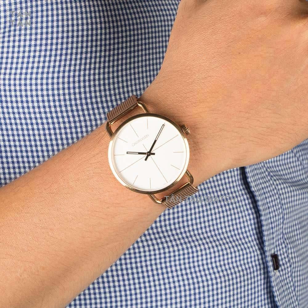 Shop Authentic Calvin Klein Even White Dial Rose Gold Mesh Bracelet Watch for Women - K7B21626 - Luxxuri