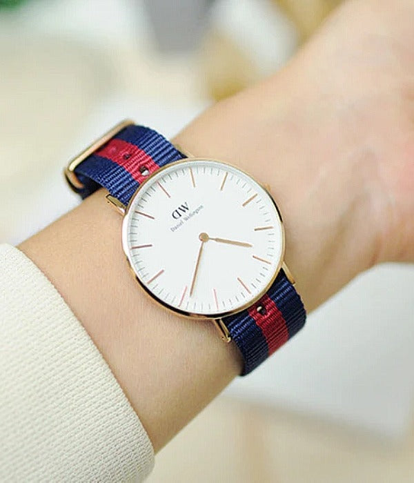 Shop Authentic Daniel Wellington Classic Oxford White Dial Two Tone NATO Strap Watch For Women - DW00100029 - Luxxuri