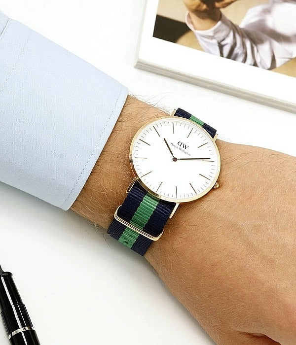 Shop Authentic Daniel Wellington Classic Warwick White Dial Two Tone Nylon Strap Watch for Men - DW00100005 - Luxxuri