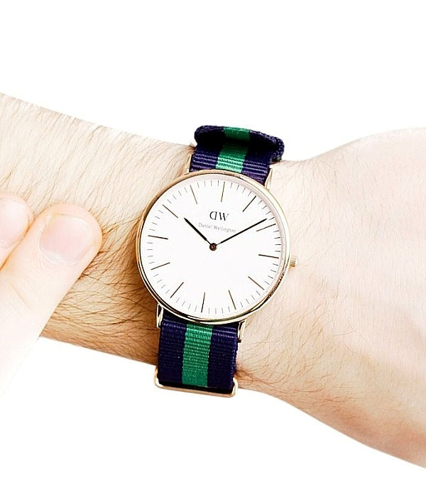 Shop Authentic Daniel Wellington Classic Warwick White Dial Two Tone Nylon Strap Watch for Men - DW00100005 - Luxxuri