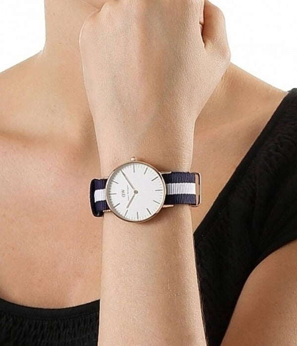 Shop Authentic Daniel Wellington Classic Glasgow White Dial Two Tone NATO Strap Watch For Women - DW00100031 - Luxxuri